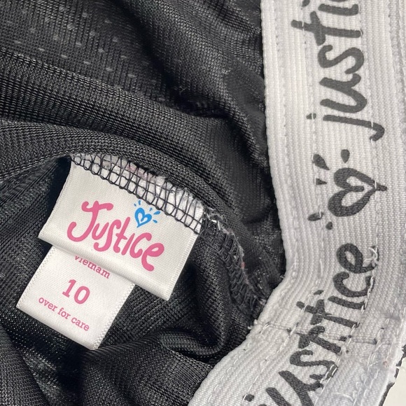 JUSTICE Active Mesh Athletic Shorts Black with White Side Stripes Girls Size 10 - Picture 3 of 7